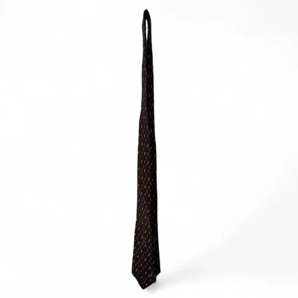 Vintage 80s Gucci 100% Silk Tie Brown Boot Print Italy Rare Old Money Office